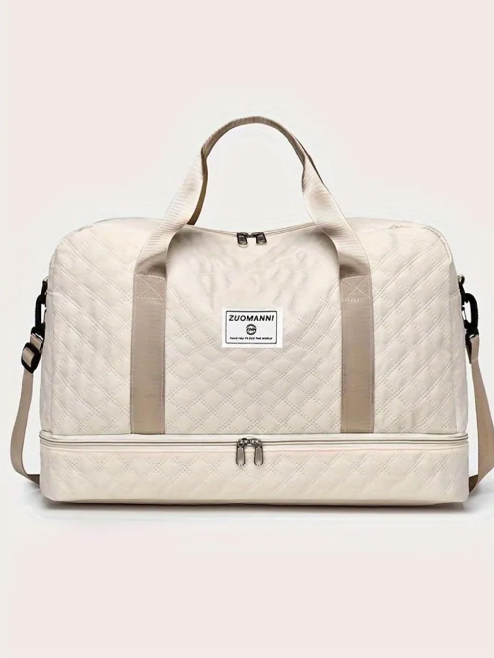 Quilted Duffel Travel Weekender Gym Bag Tote Carry On with Shoe Compartment
